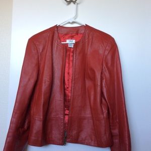 Red leather jacket